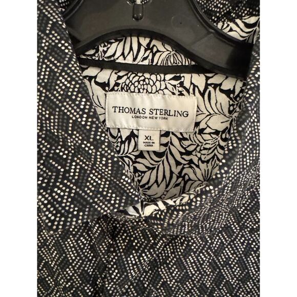 Thomas Sterling London Men's S/S Dress Shirt XL Black Geometric NWOT - Picture 4 of 4